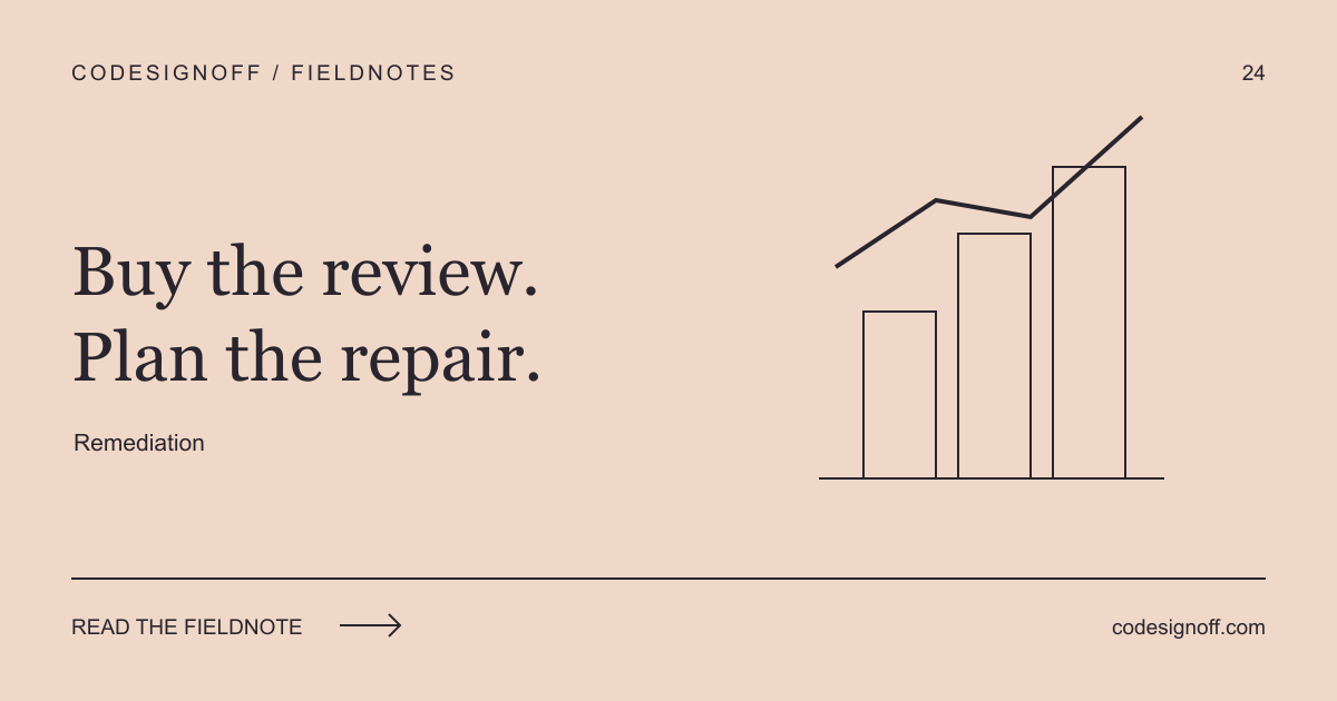 Buy the review. Plan the repair. — Remediation