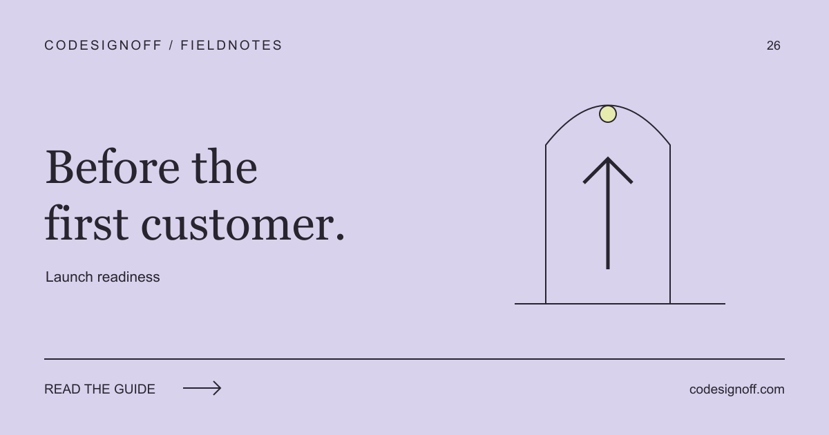 Before the first customer. Launch readiness — CodeSignOff