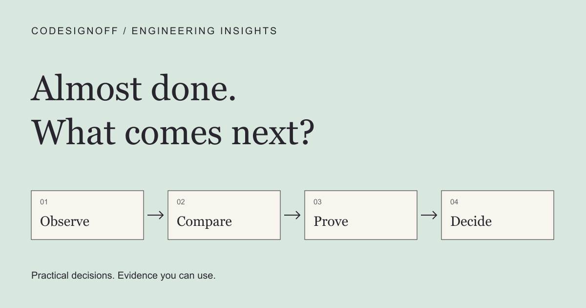 Observe → Compare → Prove → Decide: Your MVP has been almost done for months: fix, refactor or rebuild?