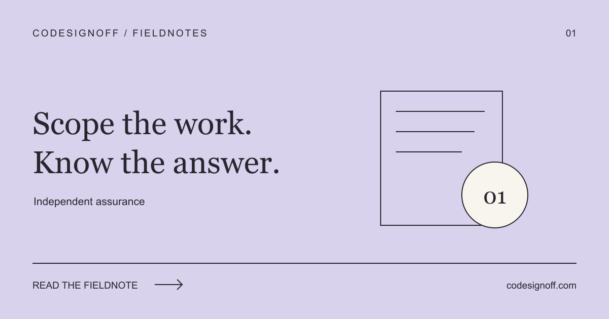 Scope the work. Know the answer. — Independent assurance