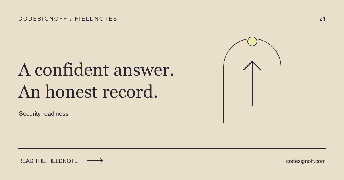 A confident answer. An honest record. — Security readiness