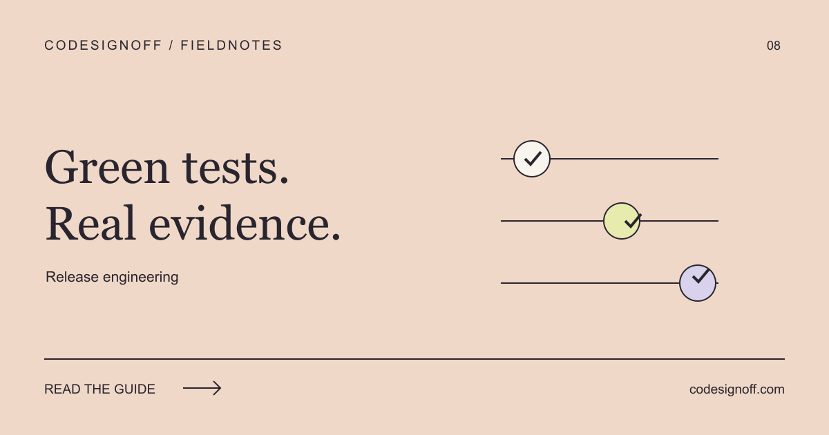 Green tests. Real evidence. Release engineering — CodeSignOff